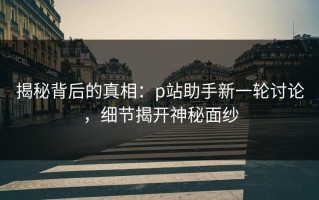 揭秘背后的真相：p站助手新一轮讨论，细节揭开神秘面纱