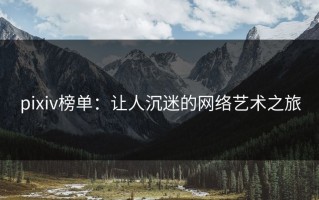 pixiv榜单：让人沉迷的网络艺术之旅