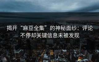 揭开“麻豆全集”的神秘面纱：评论不停却关键信息未被发现