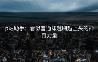 p站助手：看似普通却越刷越上头的神奇力量