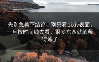 先别急着下结论，别只看pixiv表面，一旦按时间线去看，很多东西就解释得通了