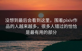 没想到最后会看到这里，围着pixiv作品的人越来越多，很多人错过的恰恰是最有用的部分