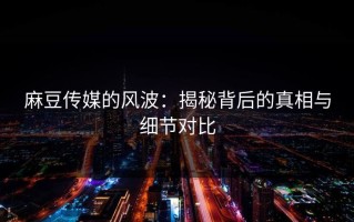 麻豆传媒的风波：揭秘背后的真相与细节对比