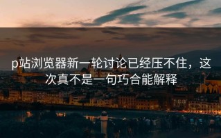 p站浏览器新一轮讨论已经压不住，这次真不是一句巧合能解释