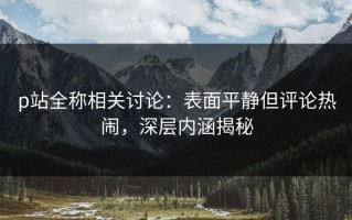 p站全称相关讨论：表面平静但评论热闹，深层内涵揭秘