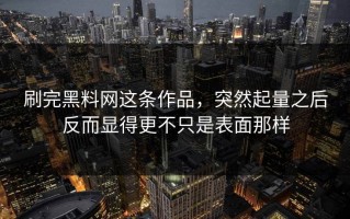 刷完黑料网这条作品，突然起量之后反而显得更不只是表面那样