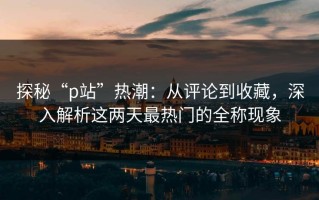 探秘“p站”热潮：从评论到收藏，深入解析这两天最热门的全称现象