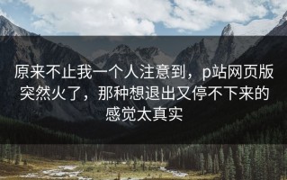 原来不止我一个人注意到，p站网页版突然火了，那种想退出又停不下来的感觉太真实