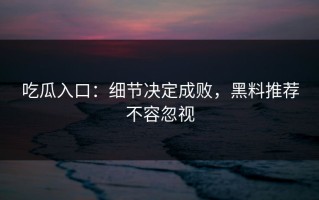 吃瓜入口：细节决定成败，黑料推荐不容忽视