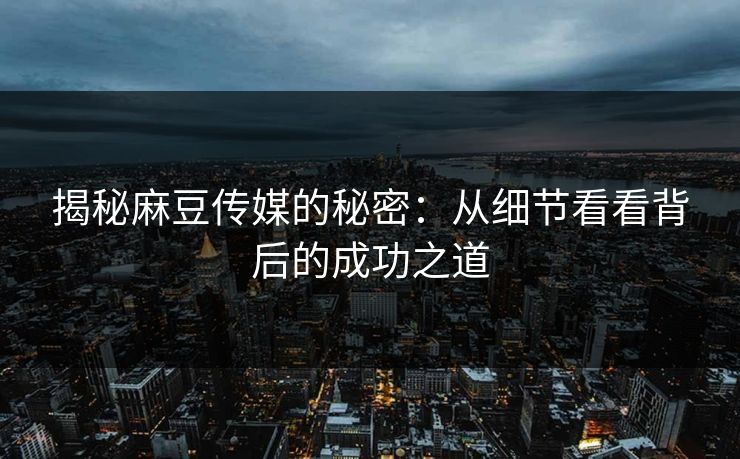 揭秘麻豆传媒的秘密：从细节看看背后的成功之道